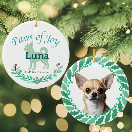 Refined Mint Chihuahua | Personalized Christmas Keramisch Ornament