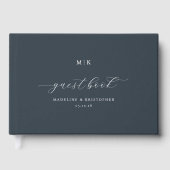 Refined Navy Calligraphy Gastenboek (Voorkant)