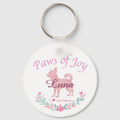 Refined Pastel Pink Chihuahua | Custom Christmas Sleutelhanger (Voorkant)
