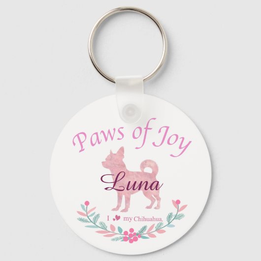 Refined Pastel Pink Chihuahua | Custom Christmas Sleutelhanger (Voorkant)
