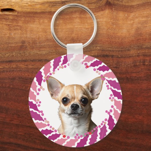 Refined Pastel Pink Chihuahua | Custom Christmas Sleutelhanger (Achterkant)