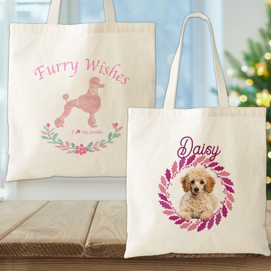Refined Pastel Pink Poodle | Custom Christmas Gift Tote Bag