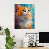 Refined Persian Kitten — Soft Pastel Illustration Poster (Thuiskantoor)
