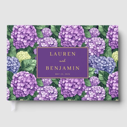 Refined Purple Floral Pattern Gastenboek (Voorkant)