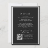 Refined Script Black White QR Code Details Wedding Kaart (Achterkant)