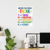 Réfléchissez avant de parler poster en classe (Bureau à domicile)