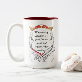 Reflect but don’t Regret Inspirational Mug Tweekleurige Koffiemok
