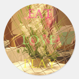 Reflected Blooms Art Print Ronde Sticker