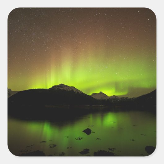 Reflecterende Aurora Vierkante Sticker (Voorkant)