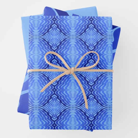 Reflecterende Blauwe Golven Moderne Abstracte Ontw Inpakpapier Vel (In situ)