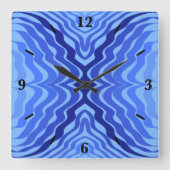 Reflecterende Blauwe Golven Moderne Abstracte Ontw Vierkante Klok (Voorkant)