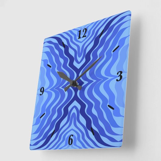 Reflecterende Blauwe Golven Moderne Abstracte Ontw Vierkante Klok (Hoek)