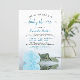 Reflecterende Blue Roos Elegant Baby Boy Shower Kaart