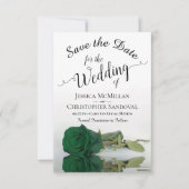 Reflecterende Emerald Green Roos Romantic Wedding Save The Date (Voorkant)