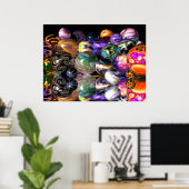 Reflecterende fractale bollen poster (Thuiskantoor)