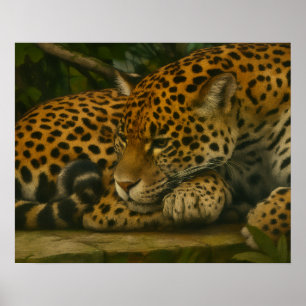 Reflecterende Jaguar – Serene Wildlife Art Print