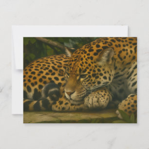 Reflecterende Jaguar – Serene Wildlife Art Print Briefkaart