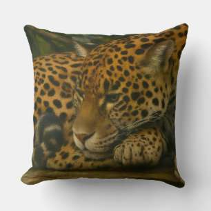 Reflecterende Jaguar – Serene Wildlife Art Print Kussen