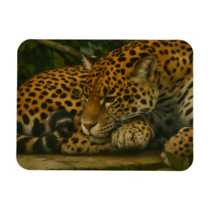 Reflecterende Jaguar – Serene Wildlife Art Print Magneet