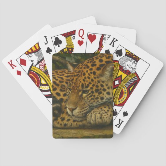 Reflecterende Jaguar – Serene Wildlife Art Print Pokerkaarten (Achterkant)