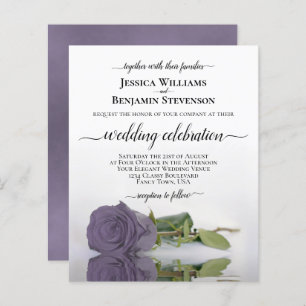 Reflecterende Paarse Roos BUDGET Wedding Invite