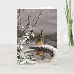 Reflecterende Robin Victoriaans kerst Kaart