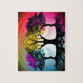 Reflecterende Silhouet Bomen met Pastel Achtergron Legpuzzel (Verticaal)