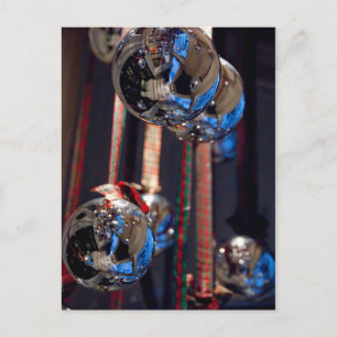 Reflecterende zilveren kerstversieringen briefkaart