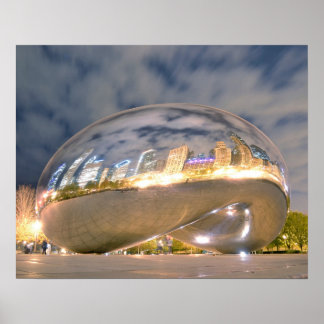 Reflectie Chicago Night Bean Poster