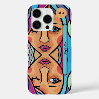 Reflectie gepersonaliseerde monogram naam iPhone 16 pro hoesje