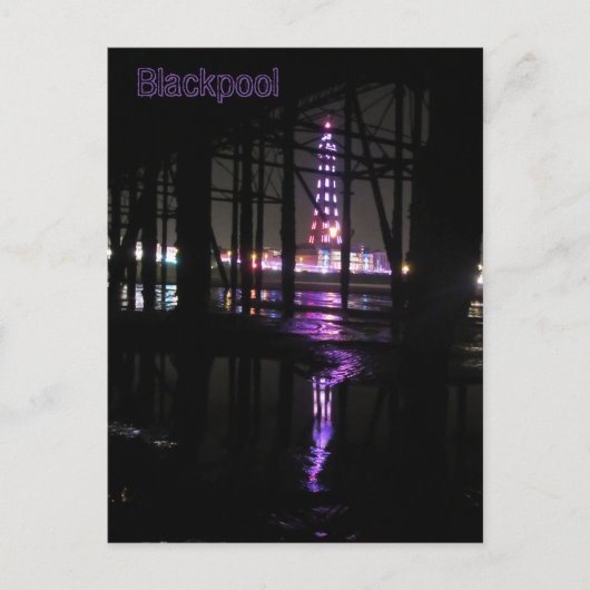 Reflectie in water van de Blackpool Tower Briefkaart (Voorkant)