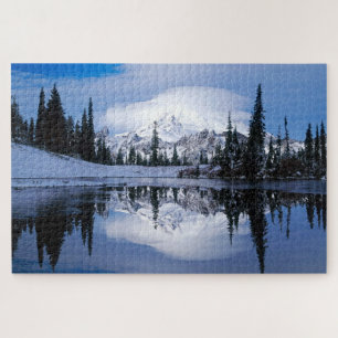 Reflectie-meer in de winter legpuzzel