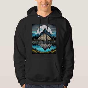 Reflectie van een tent op het meer in de bergen hoodie