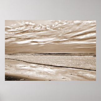 reflectie van sepia en kalme golven poster
