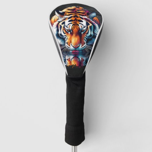 Reflectie van Tiger Drink Water Golfheadcover (Voorkant)