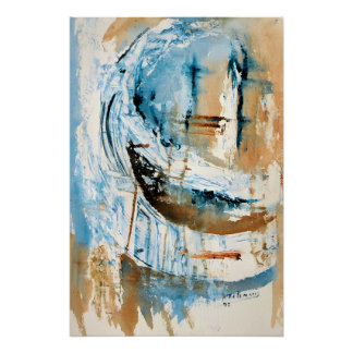 Reflecties in Blauw en Oker Perfect Poster