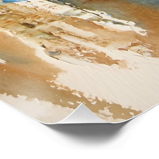 Reflecties in Blauw en Oker Perfect Poster (Hoek)