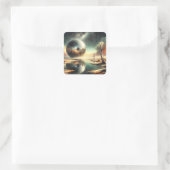 Reflecties van chaos vierkante sticker (Tas)