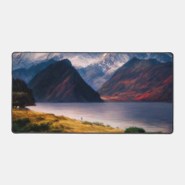 Reflecties van de zonsondergang bureaumat