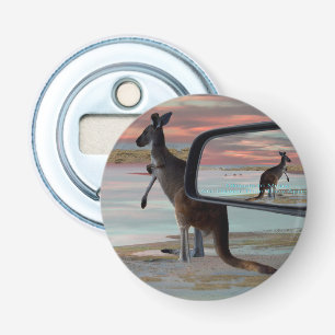 Reflecties van het wild: een kangoeroe op het stra button flesopener