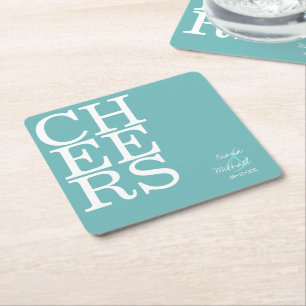Reflecties Wedding Cheers Blauwgroen ID774 Vierkante Kartonnen Onderzetter