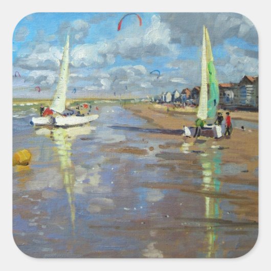 Reflection Bray Dunes France Vierkante Sticker (Voorkant)