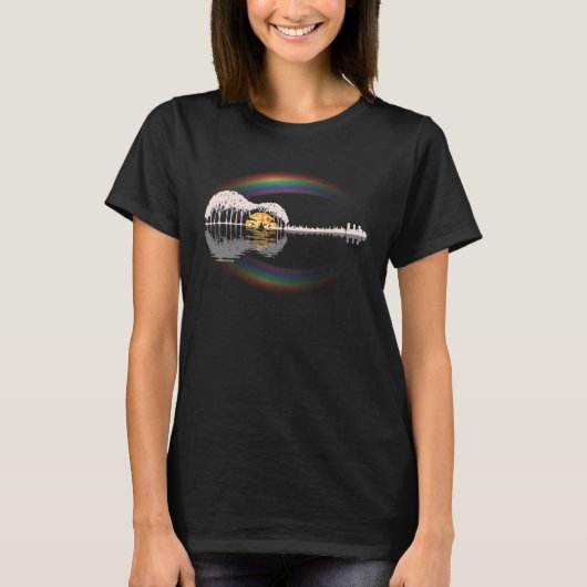 Reflection Of Tree Guitar Pizza Sun Set Rainbow ON T-shirt (Voorkant)
