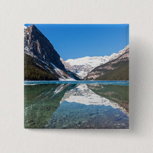 Reflection op Lake Louise - Banff NP, Canada Vierkante Button 5,1 Cm