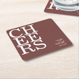 Reflections Wedding Cheers Cinnamon Roos ID774 Vierkante Kartonnen Onderzetter