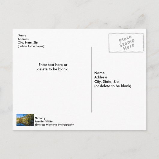 Reflets d'automne Carte postale de Buffalo Nationa (Dos)