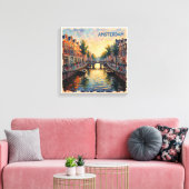 Reflets des canaux dorés d'Amsterdam sur toile (Insitu(Salon))