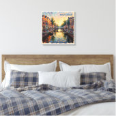 Reflets des canaux dorés d'Amsterdam sur toile (Insitu(Chambre))