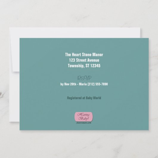 Réflexion Baby Reflection Bébé Douche Invitations (Dos)