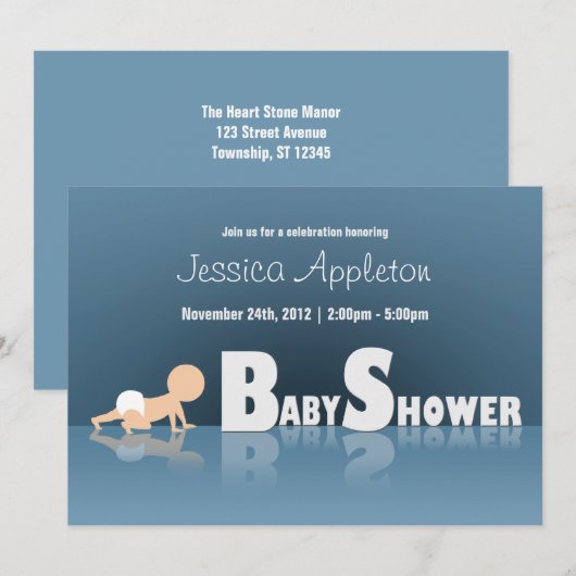 Réflexion de bébé hurlant Invitations de douche po (Devant / Derrière)